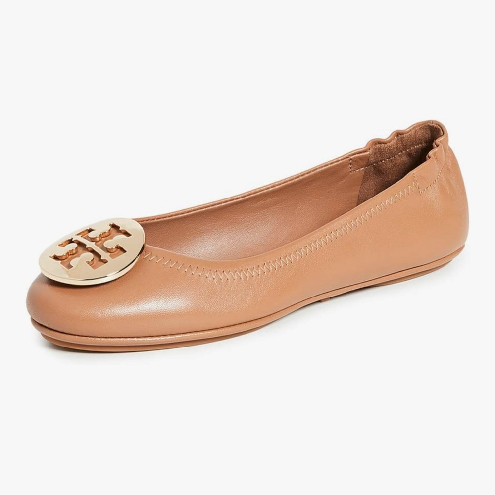 Tory Burch Royal Tan Minnie Travel Flats 13M